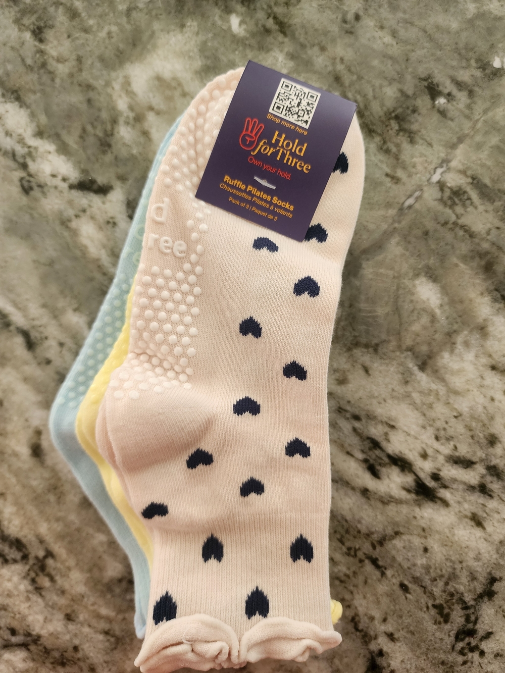 Women's Pink Ruffle Pilates Socks - 3-Pack